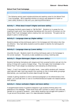School meals workpack - School Food Trust homepage