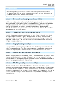 School meals workpack - Nora's Notes
