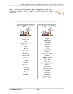 The struggle for identity in modern literature: wider reading bookmark