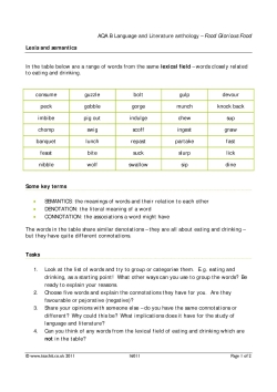 Lexis and semantics - food
