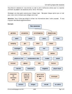 Un mail à propos des vacances