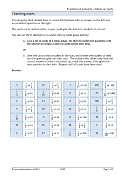 Fractions of amounts - follow on cards Fractions of amounts - follow on cards