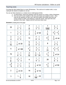 All fraction calculations - follow on cards