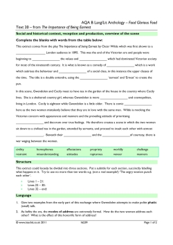 Text 20 - from 'The Importance of Being Earnest' Text 20 - from 'The Importance of Being Earnest'