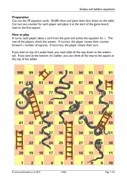 Snakes and ladders equations