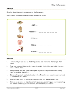Using the five senses Using the five senses
