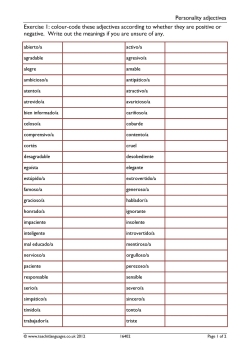 Personality adjectives