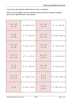 Solving quadratics dominoes