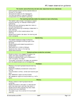 AFL lesson observation guidance
