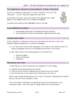 Text adaptation - restaurant review