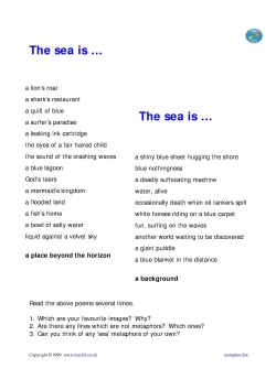Read two metaphor poems. Create group poetry! (2 pages) Read two metaphor poems. Create group poetry! (2 pages)