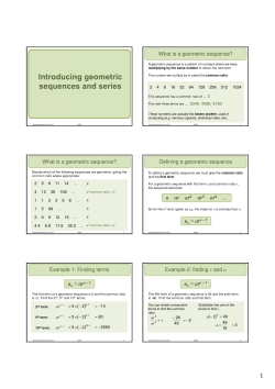 Introducing geometric sequences and series