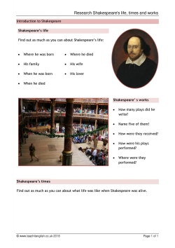 Research Shakespeare's life, times and works