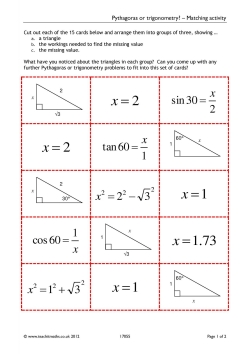 Pythagoras or trigonometry? - Matching activity