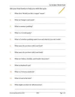 Ice breaker – British food