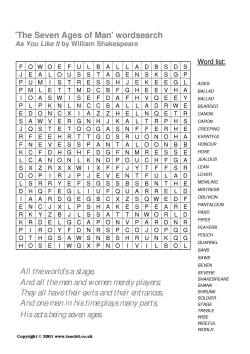 All the world's a stage word search