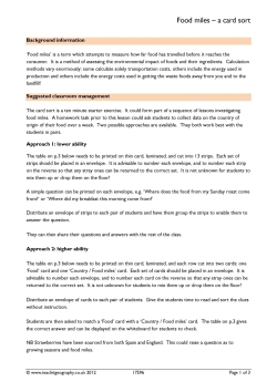 Food miles – a card sort