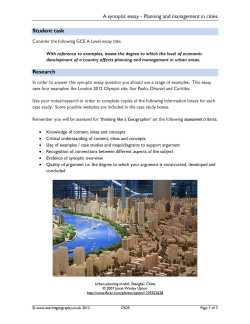 A synoptic essay - Planning and management in cities