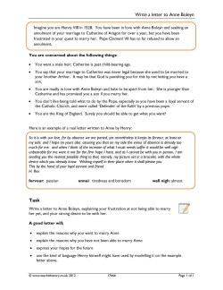 Write a letter to Anne Boleyn Write a letter to Anne Boleyn