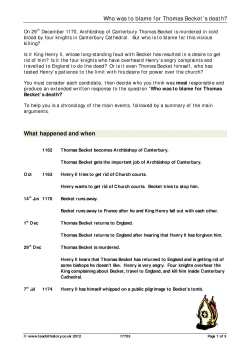 Who was to blame for Thomas Becket's death?