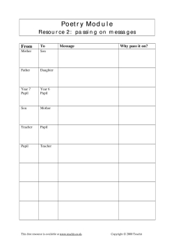 Resource 2 - Passing on messages Resource 2 - Passing on messages