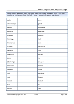 School subjects: mon emploi du temps