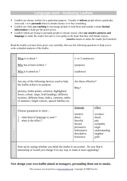 Analyse a leaflet and design your own.