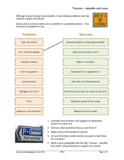 Tourism – benefits and costs