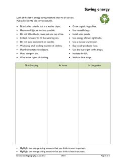 Saving energy Saving energy