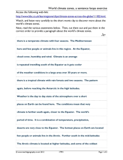 World climate zones – a sentence loops exercise