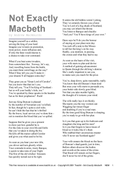 Not Exactly Macbeth Not Exactly Macbeth