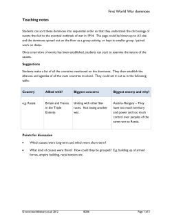 Why did war break out in 1914? Revision dominoes Why did war break out in 1914? Revision dominoes