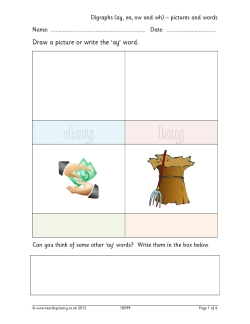 Digraphs (ay, ea, ow and wh) – pictures and words