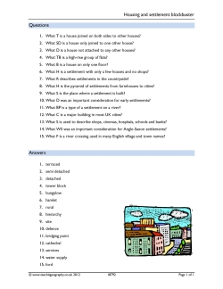 Housing and settlement quiz