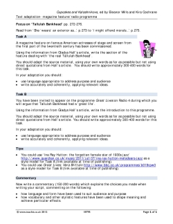 Text adaptation - magazine feature/radio programme