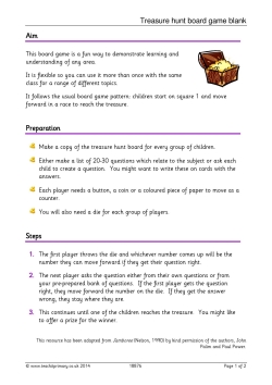 Treasure hunt board game blank