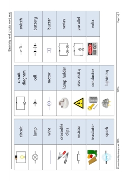 Electricity and circuits word mat