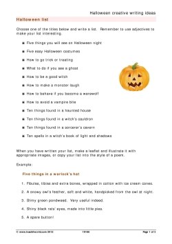 Halloween creative writing ideas
