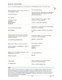 Recipe for a formal letter