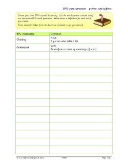 BFG word generator – prefixes and suffixes