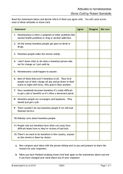 Attitudes to homelessness