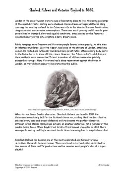 Sherlock Holmes and Victorian England