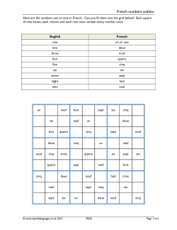 French numbers sudoku