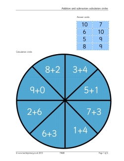 Addition and subtraction calculation circles