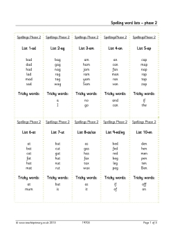 Spelling word lists – phase 2