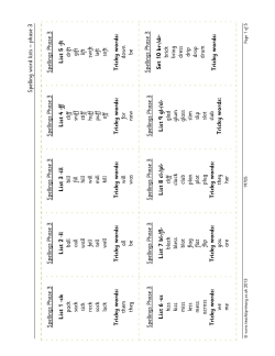 Spelling word lists – phase 3