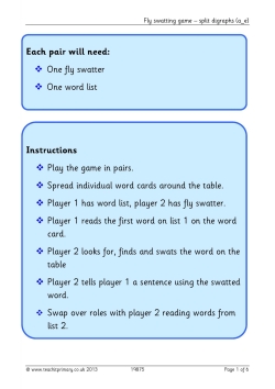 Fly swatting game – split digraphs (a_ e)