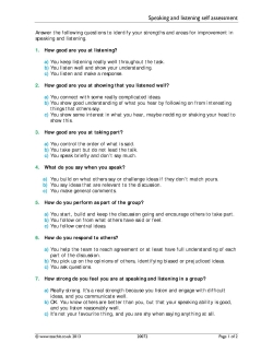 Speaking and listening self assessment