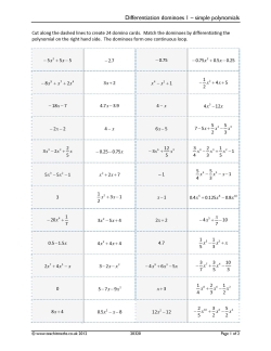 Differentiation Dominoes 1 – simple polynomials
