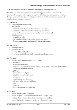 Revision overview Revision overview